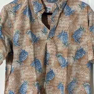Men's Reyn Spooner Aloha Shirt XL - Tan/Blue